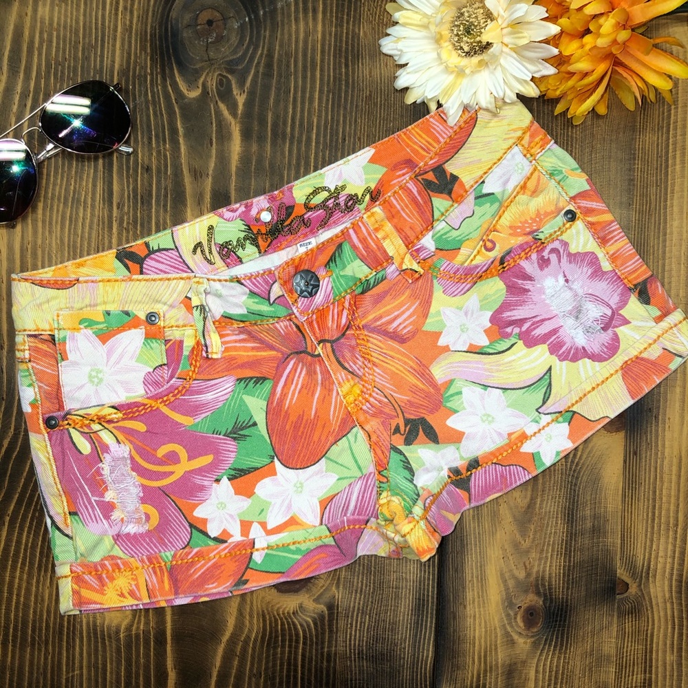 Vanilla Star Floral Jean Shorts